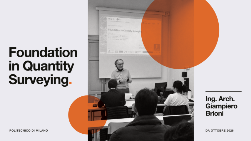L’Ing. Giampiero Brioni docente al corso Foundation in Quantity Surveying del Politecnico di Milano